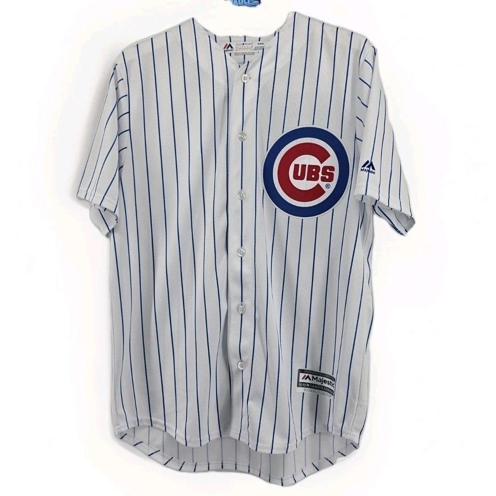Majestic Coolbase Chicago Cubs Home Pinstripe Jersey Mens Med Blank MLB Genuine